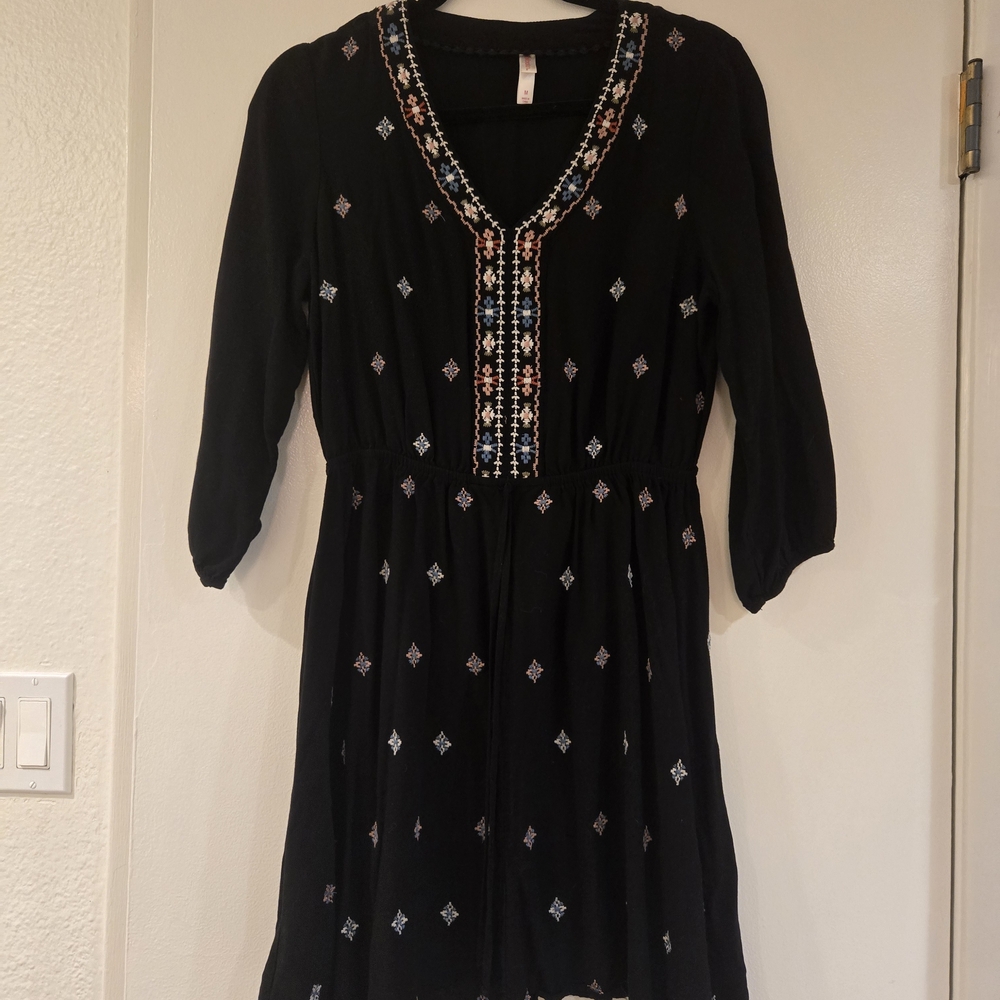 Embroidered Black Dress